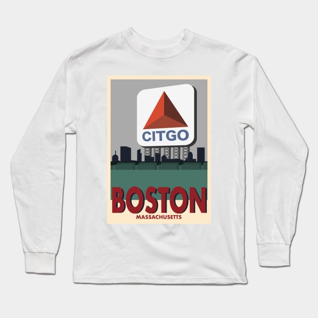 Boston Travel Poster Long Sleeve T-Shirt by Rosemogo